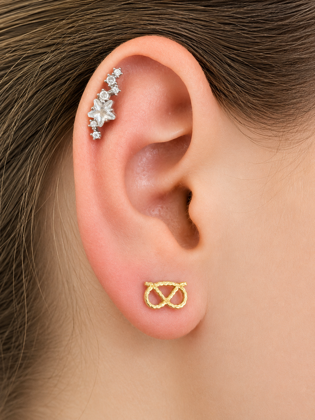 SBT Stud Earrings – Stafford Knot Design — Shown: Gold Color