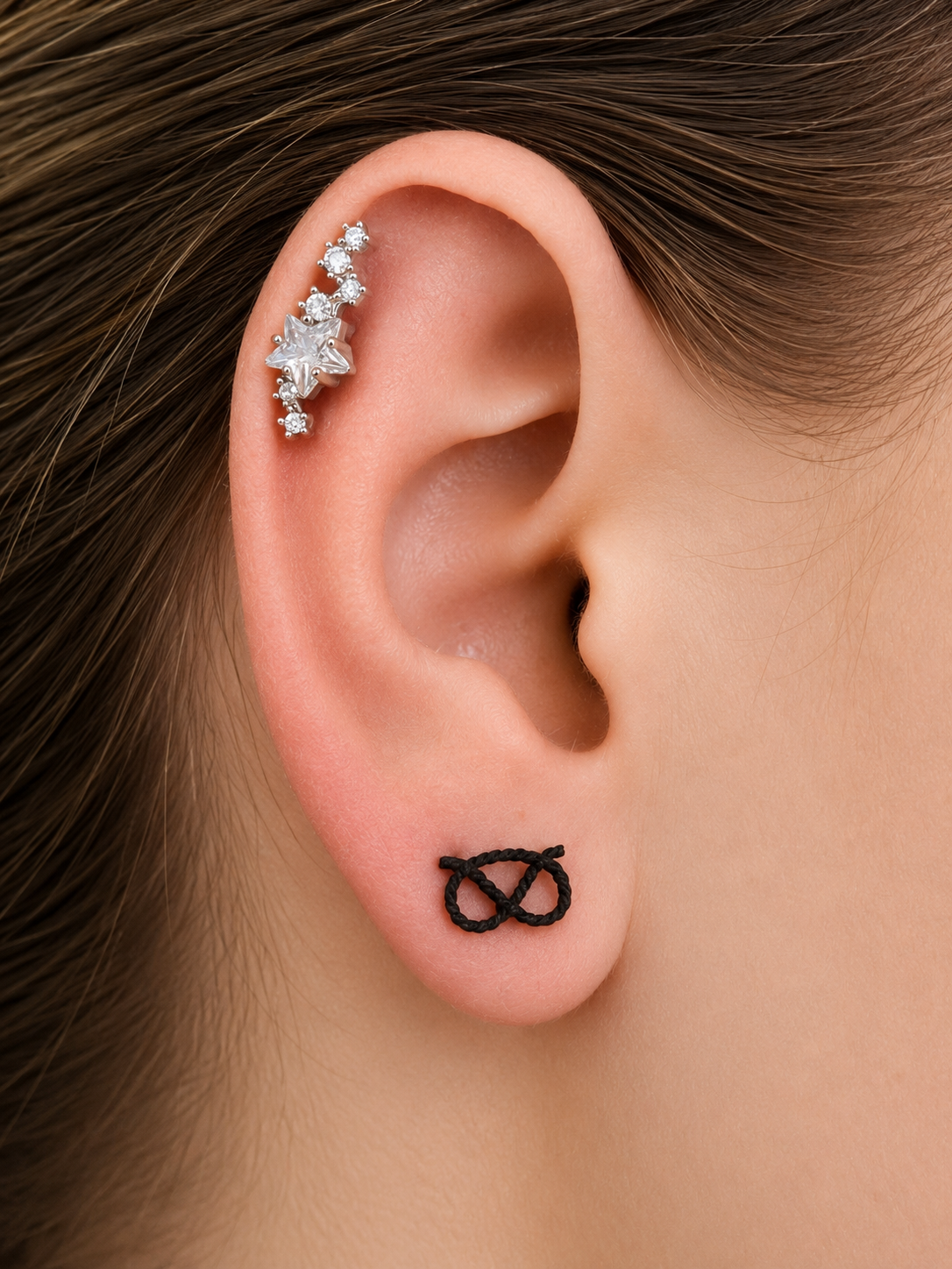 SBT Stud Earrings – Stafford Knot Design — Shown: Black Color